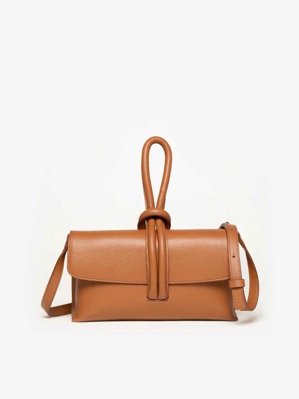 M. Gemi Francesca Convertible Crossbody Clutch Tan Tumbled Leather